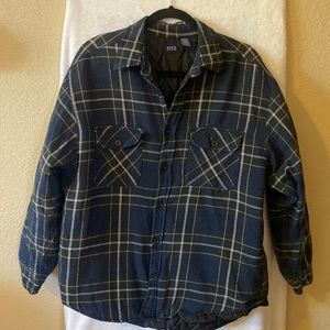Men’s Basic Editions Quilt Lined Flannel Jacket- Navy/Gray-size M